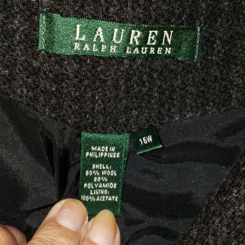 Lauren Ralph Lauren Women's Wool Coat Black Size 16W - Picture 3 of 4